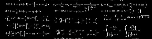 Math expressions on a black background